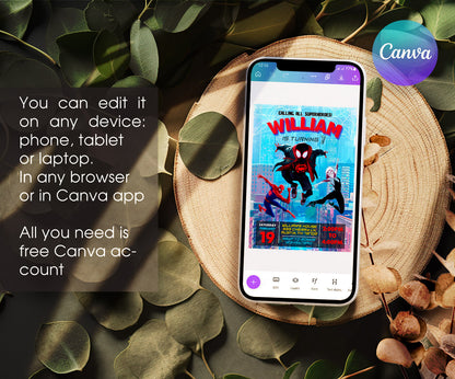 Spider Man Across the Spider-Verse customizable invitation template | Share or Print | boy | ES151