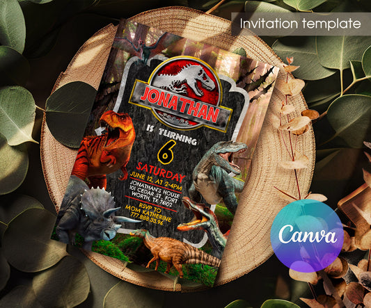 Jurassic Park Dinosaur customizable invitation template | Share or Print | VT559