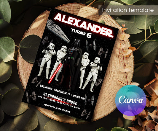 Star Wars Darth Vader customizable invitation template | Share or Print | boy | VQ295
