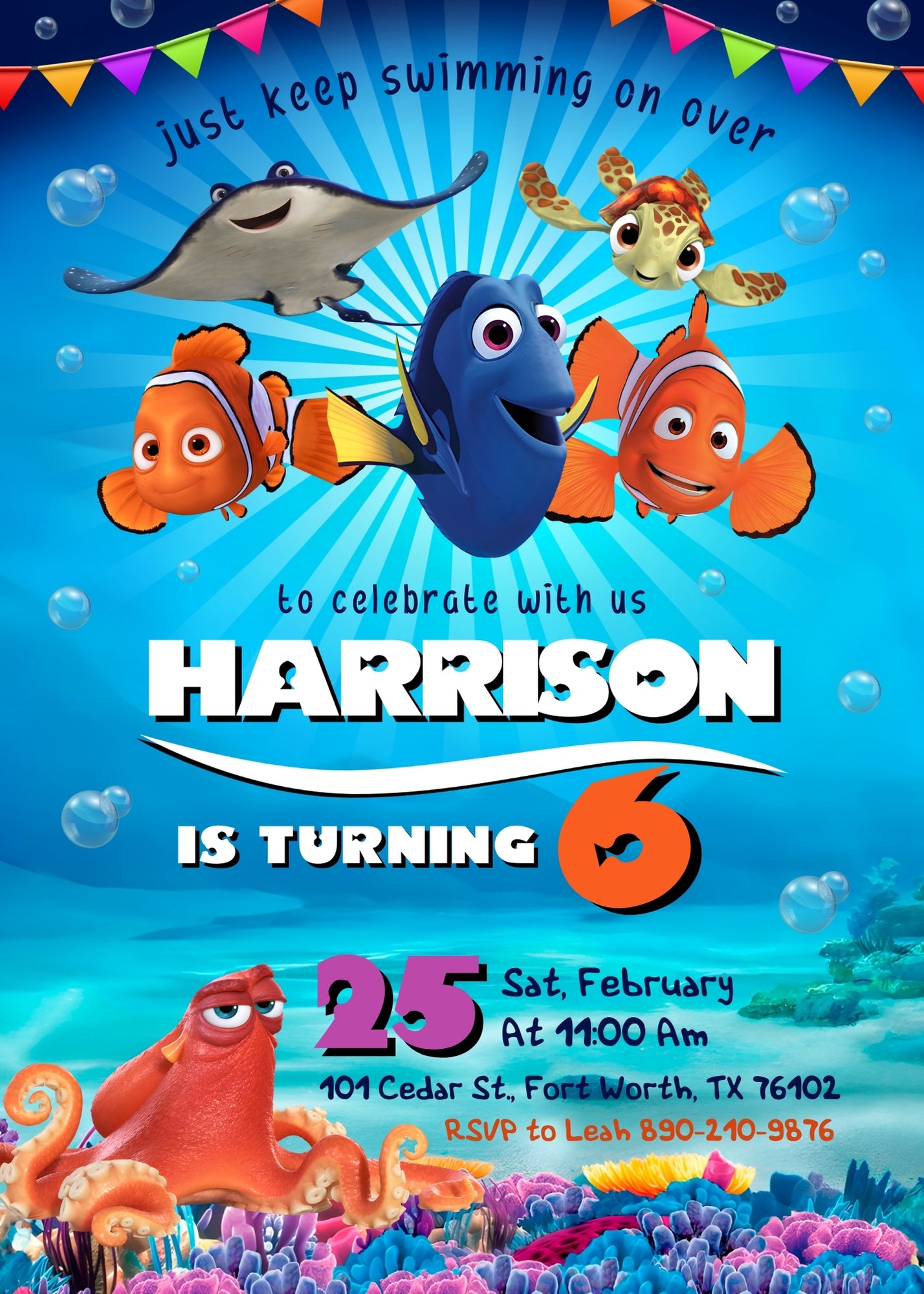Finding Nemo customizable invitation template | Share or Print | SK247