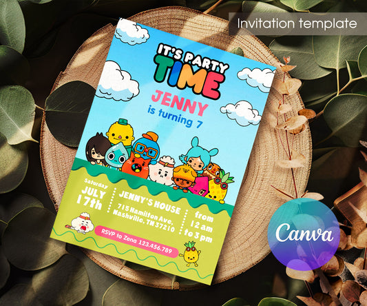 Toca Boca World Gamer customizable invitation template | Share or Print | RL719