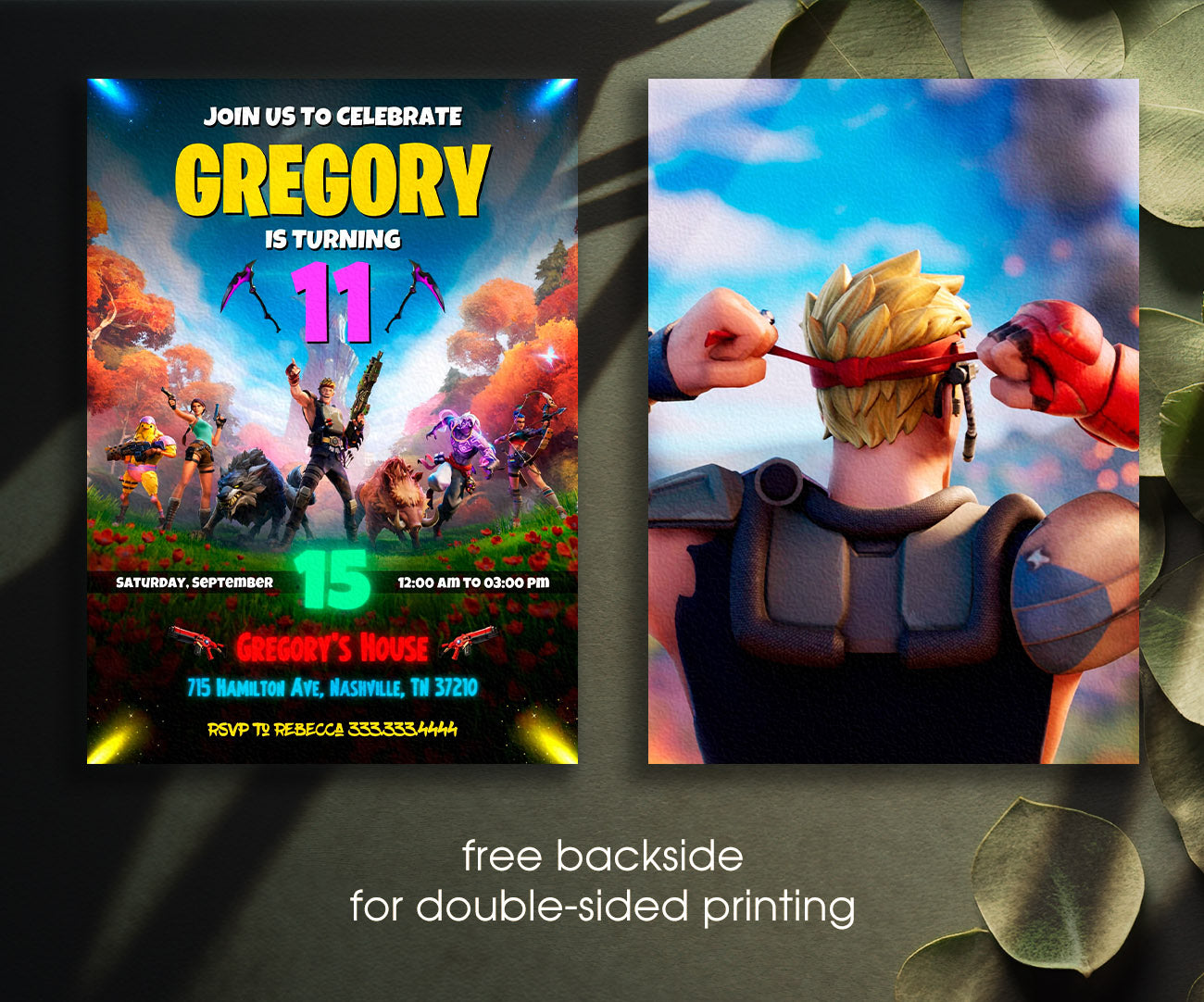 Fortnite Gamer customizable invitation template | Share or Print | boy | GX591