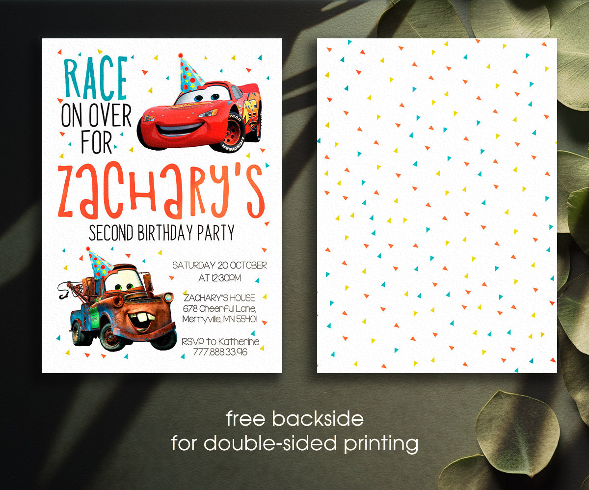 Cars Lightning McQueen customizable invitation template | Share or Print | boy | JJ354