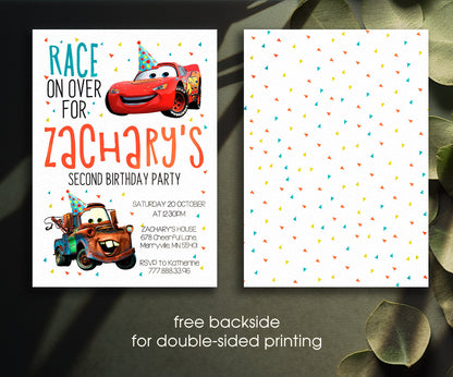 Cars Lightning McQueen customizable invitation template | Share or Print | boy | JJ354