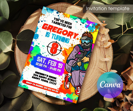 Paintball Airsoft battle customizable invitation template | Share or Print | boy | SU480
