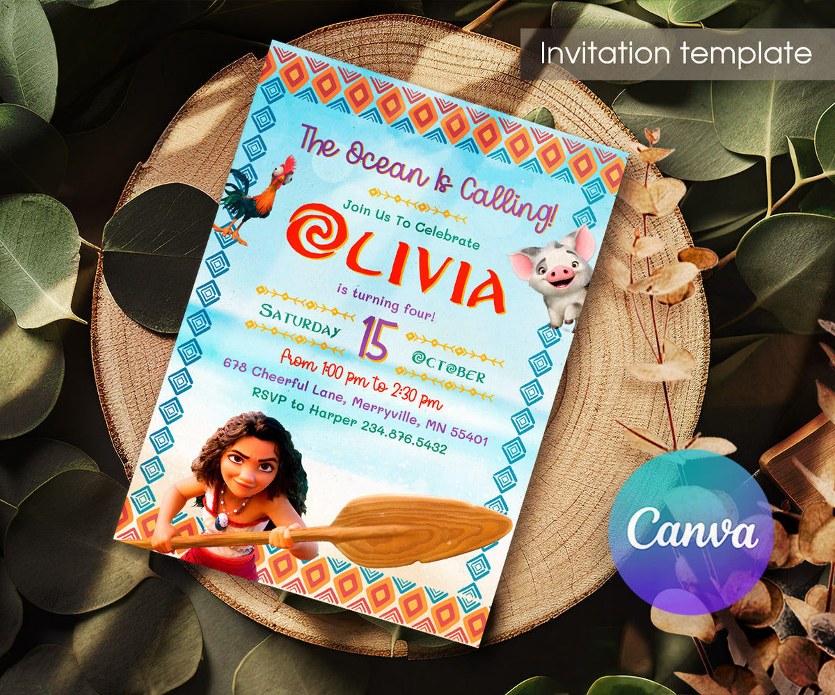 Moana Princess customizable invitation template | Share or Print | girl | NN189