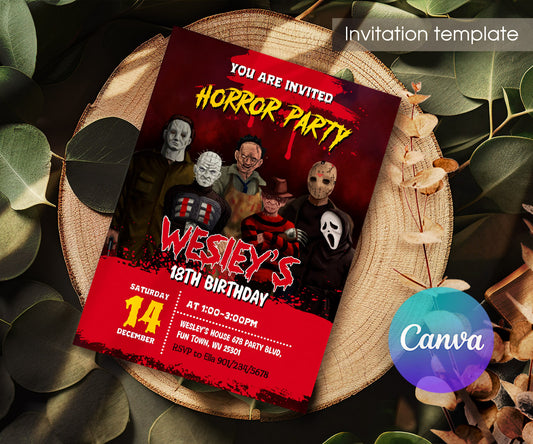 Horror Killer Movie Party customizable invitation template | Share or Print | IQ147