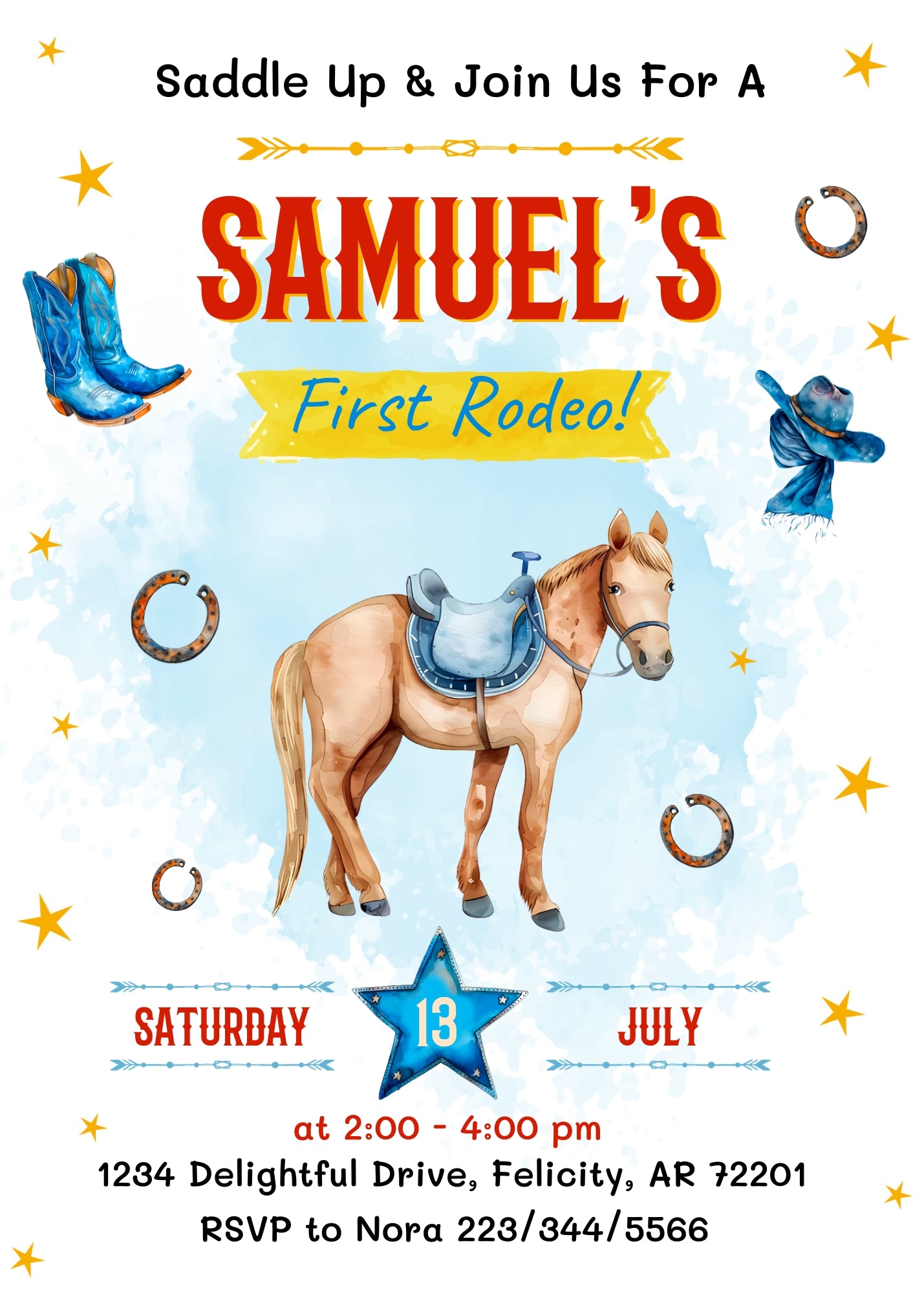 Cowboy Rodeo customizable invitation template | Share or Print | boy | NW000
