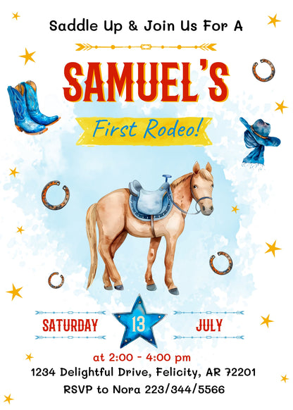 Cowboy Rodeo customizable invitation template | Share or Print | boy | NW000