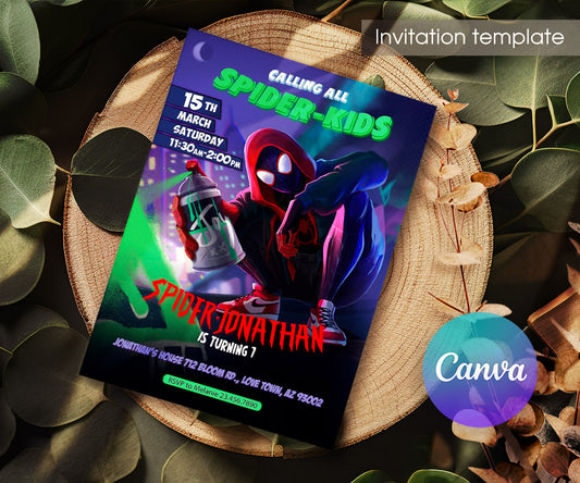 Spider Man Across the Spider-Verse customizable invitation template | Share or Print | boy | ZV696