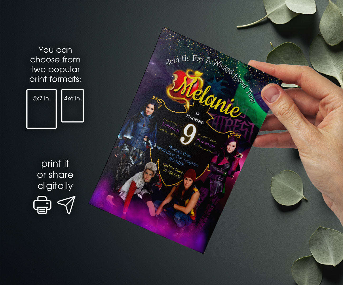 Descendants Disney customizable invitation template | Share or Print | EP907