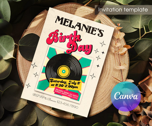 Disco Party 80th 90th customizable invitation template | Share or Print | BF598