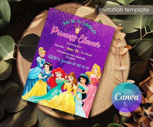 Disney Princess customizable invitation template | Share or Print | girl | ID505