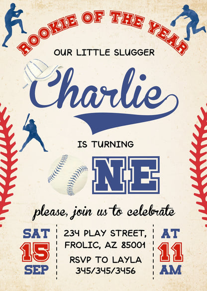 Baseball MLB Sport customizable invitation template | Share or Print | boy | YR073