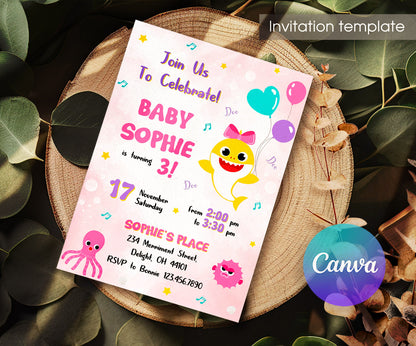 Baby Shark customizable invitation template | Share or Print | CM183
