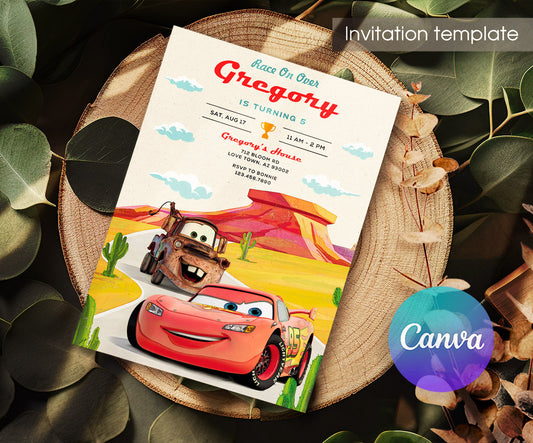 Cars Lightning McQueen customizable invitation template | Share or Print | boy | JN582