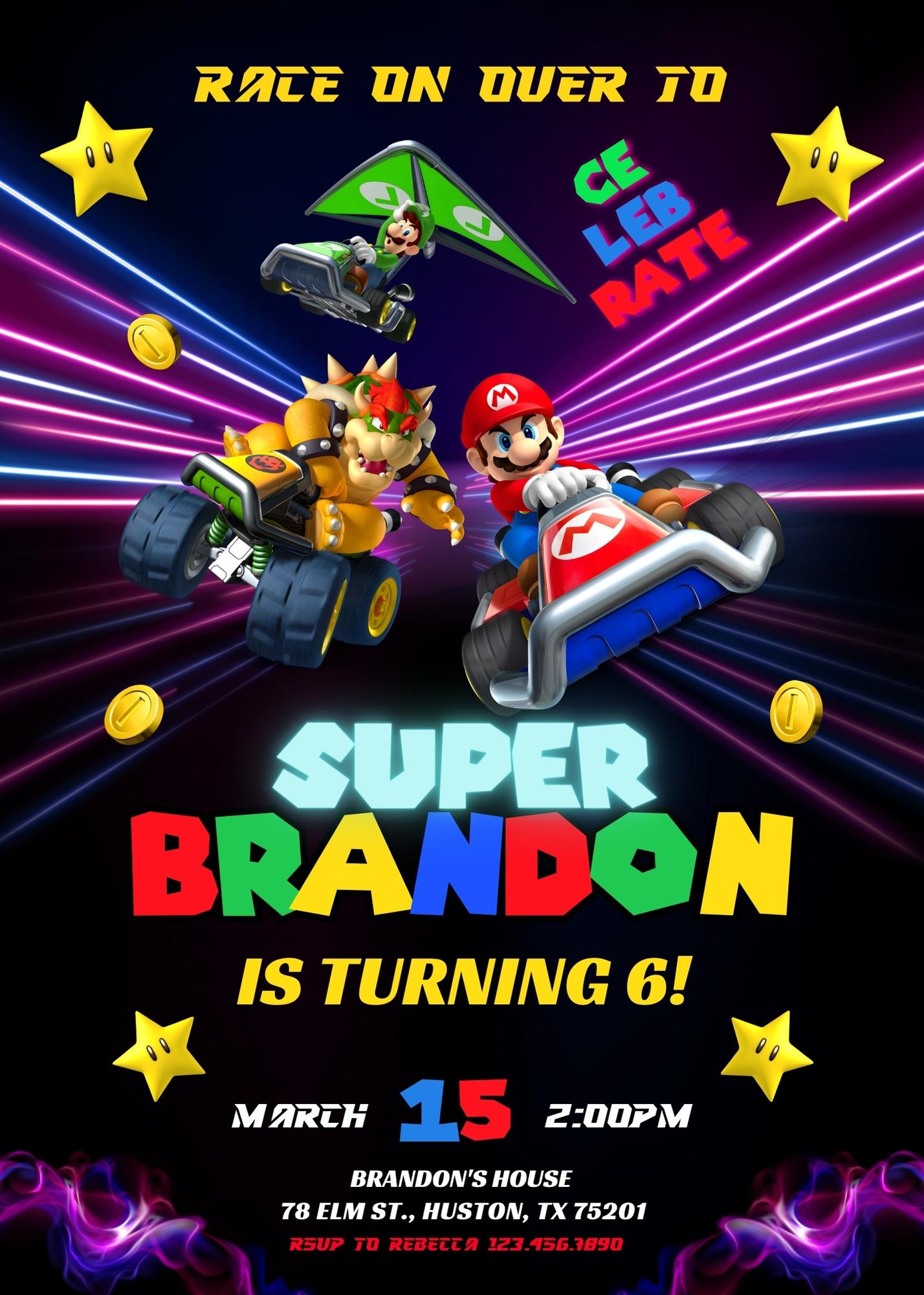 Super Mario Bros customizable invitation template | Share or Print | TO692