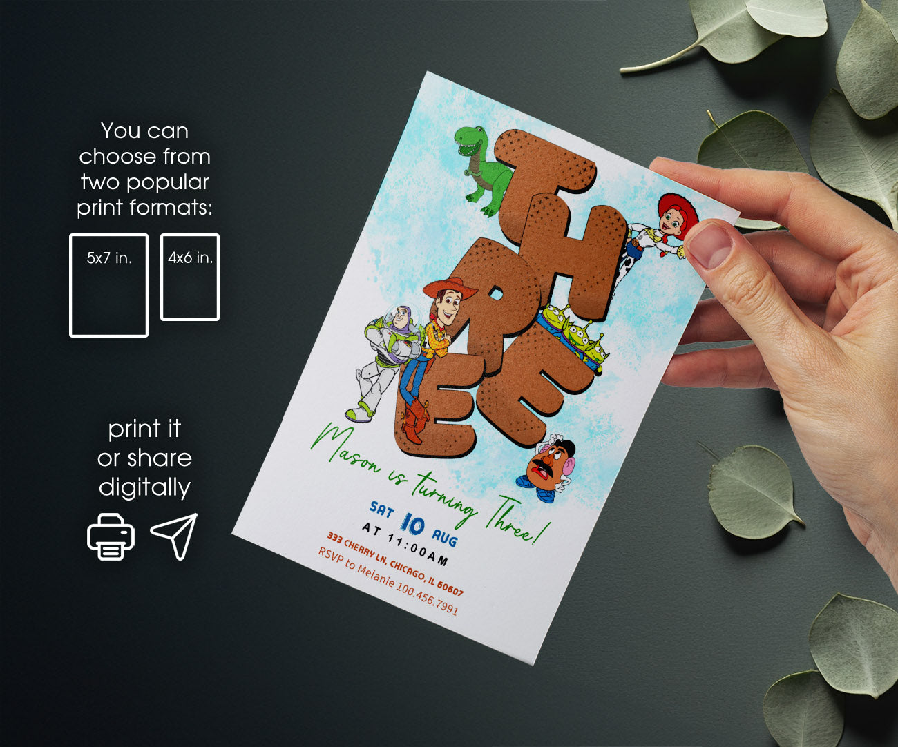 Toy Story Woody customizable invitation template | Share or Print | VX614