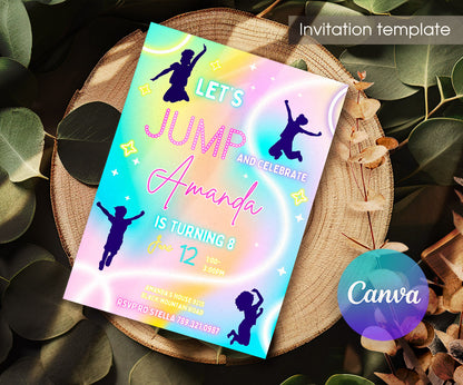 Trampoline Jump Party customizable invitation template | Share or Print | YL984