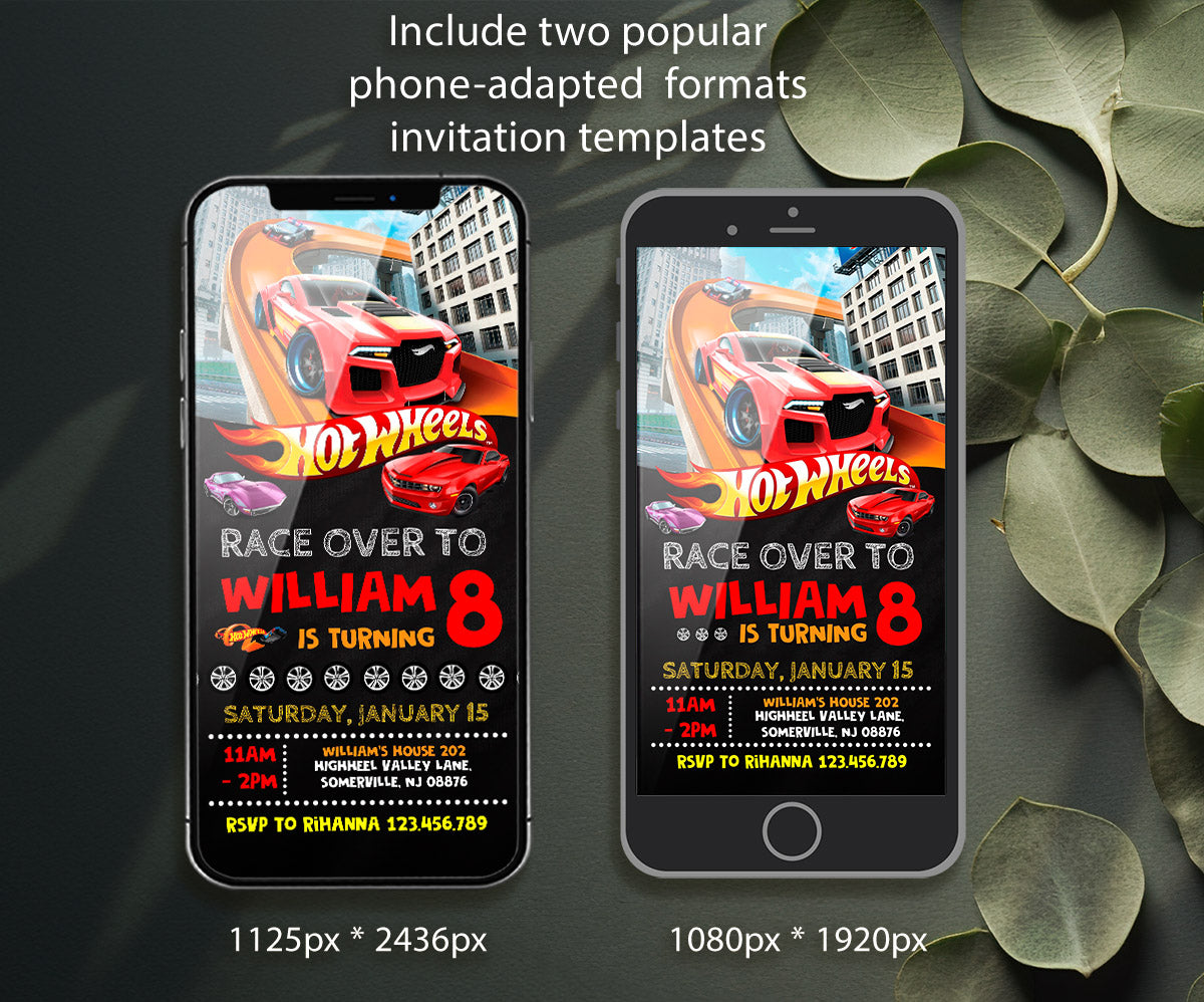 Hot Wheels Racing customizable invitation template | Share or Print | boy | NI206