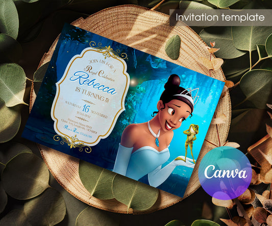 Tiana Frog Princess customizable invitation template | Share or Print | girl | QB660