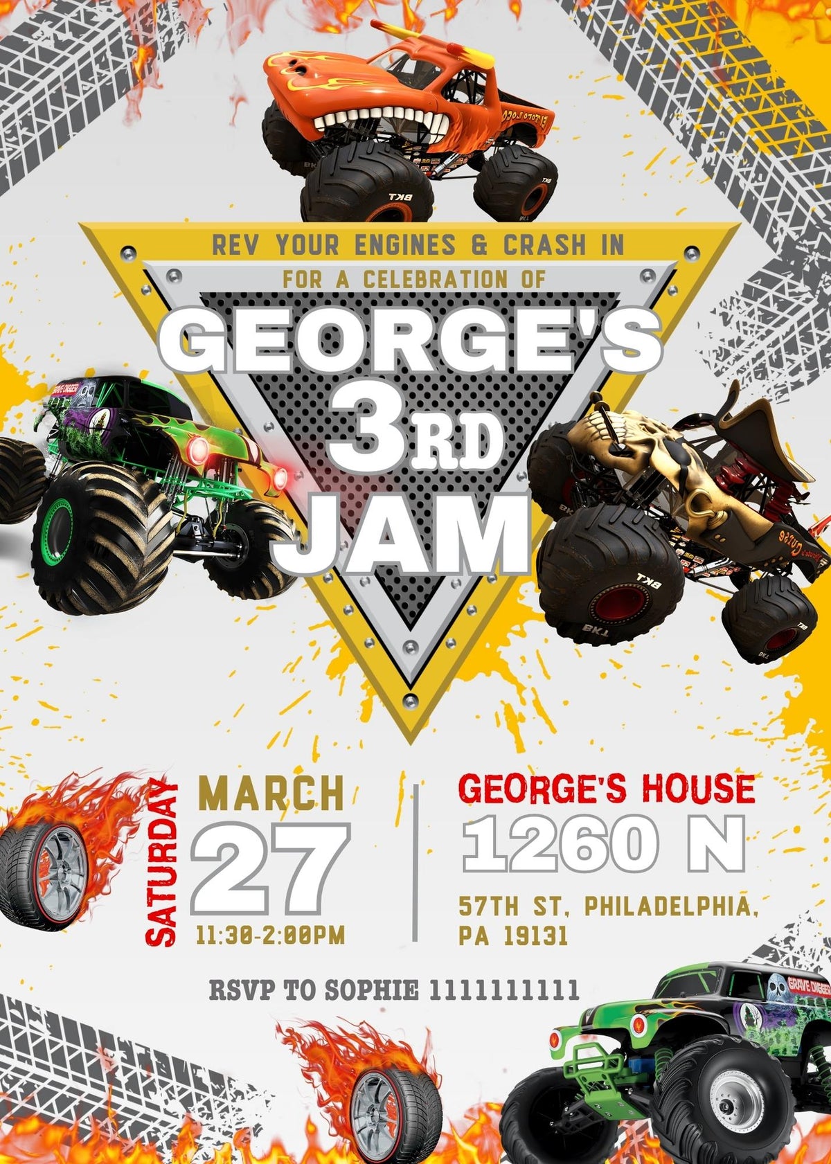 Monster Jam  Monster Truck customizable invitation template | Share or Print | boy | YP349