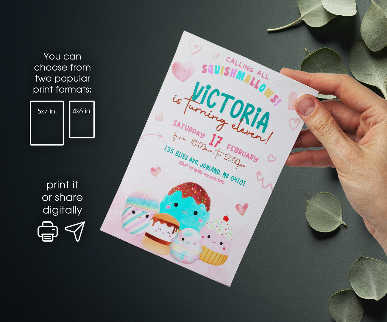 Squishmallows customizable invitation template | Share or Print | HS423