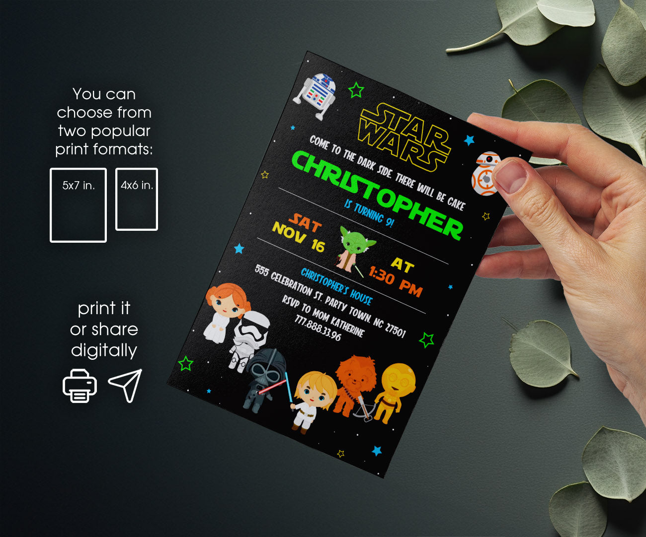 Star Wars Darth Vader Lego Minifigures customizable invitation template | Share or Print | OH036