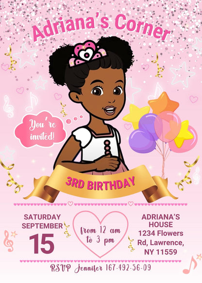 Gracie's Corner Music customizable invitation template | Share or Print | girl | FN430