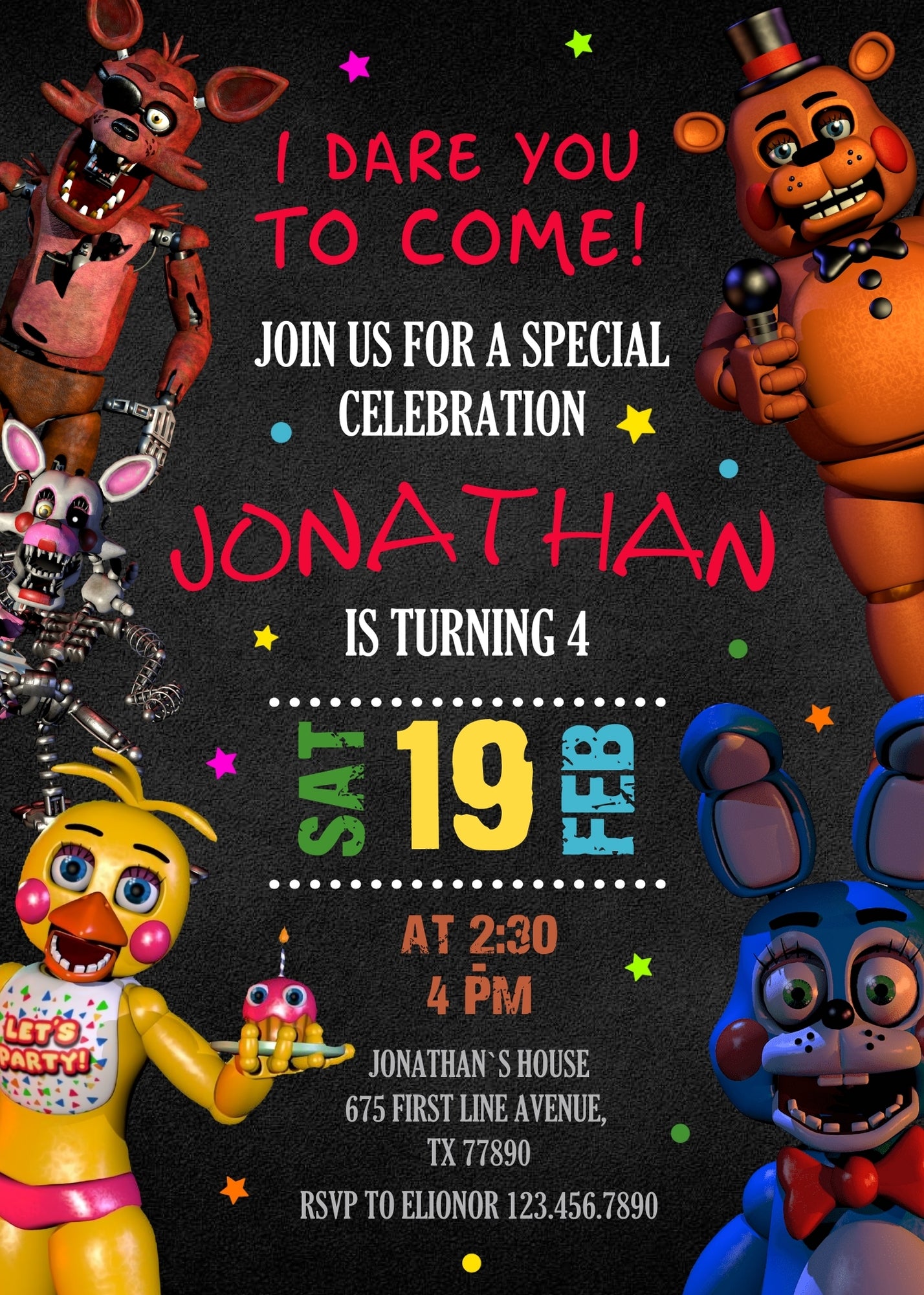 Five Nights at Freddy's customizable invitation template | Share or Print | JP261