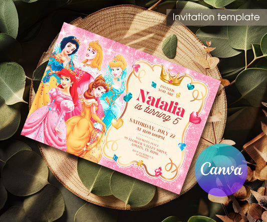 Disney Princess customizable invitation template | Share or Print | girl | NN761