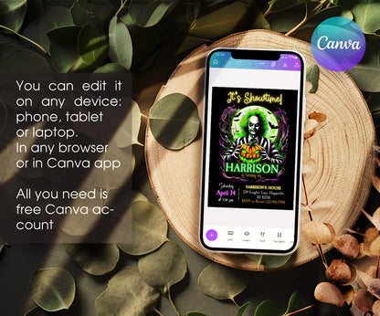 Beetlejuice Halloween customizable invitation template | Share or Print | QX873