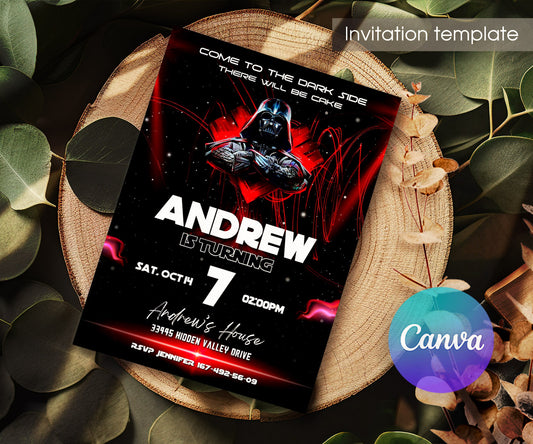 Star Wars Darth Vader customizable invitation template | Share or Print | boy | VJ624