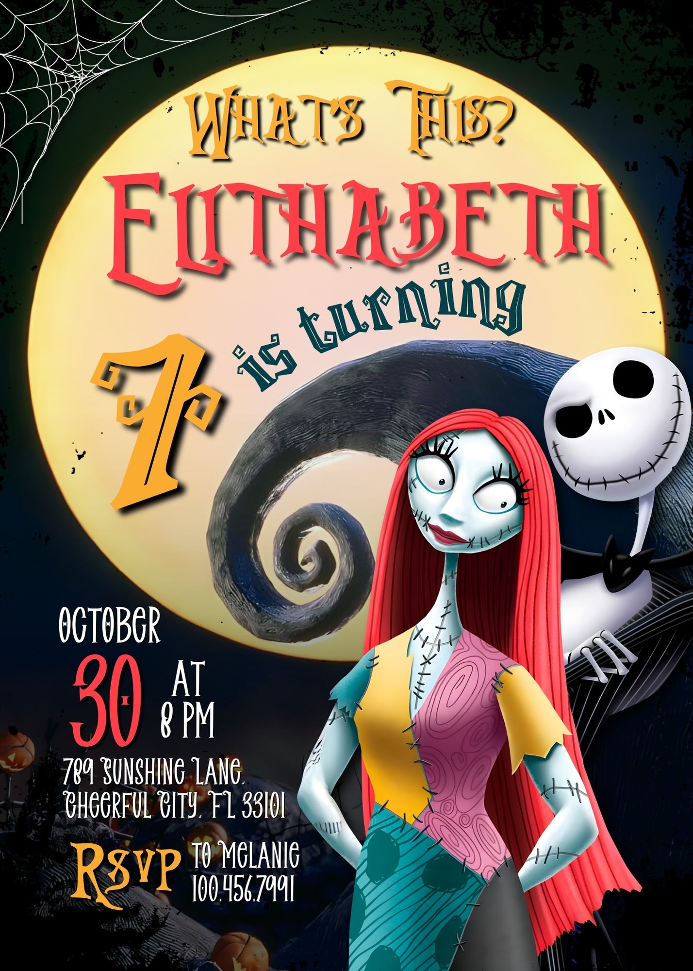 The Nightmare Before Christmas Halloween customizable invitation template | Share or Print | ER408