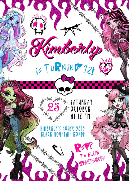 Monster High customizable invitation template | Share or Print | girl | SW718