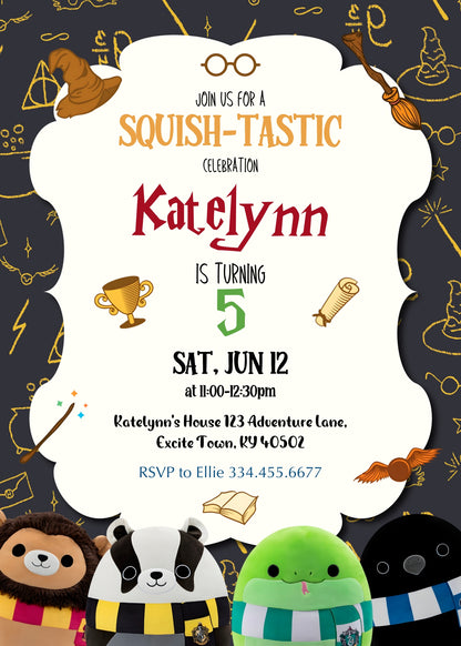 Squishmallows Harry Potter customizable invitation template | Share or Print | LO761