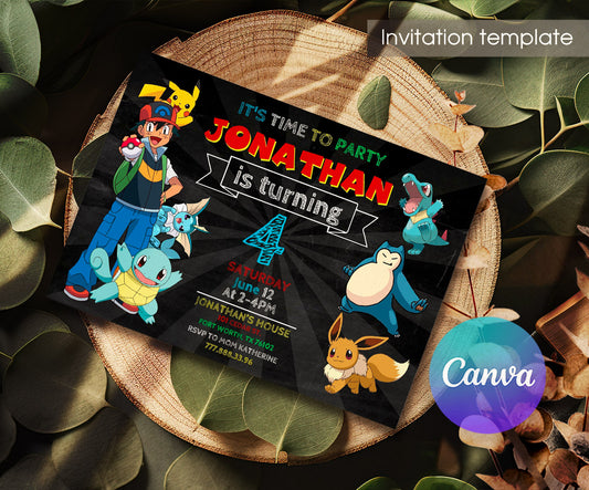 Pokemon Pikachu customizable invitation template | Share or Print | VR614