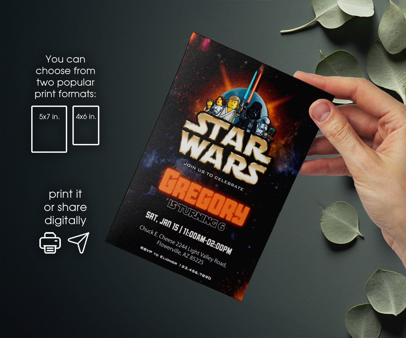 Star Wars Darth Vader Lego Minifigures customizable invitation template | Share or Print | GT761