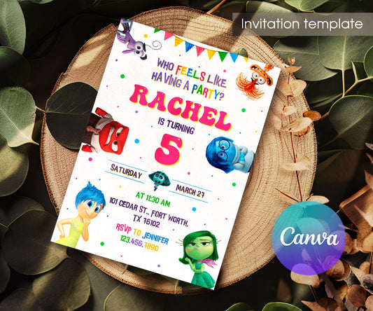 Inside Out 2 customizable invitation template | Share or Print | AT486