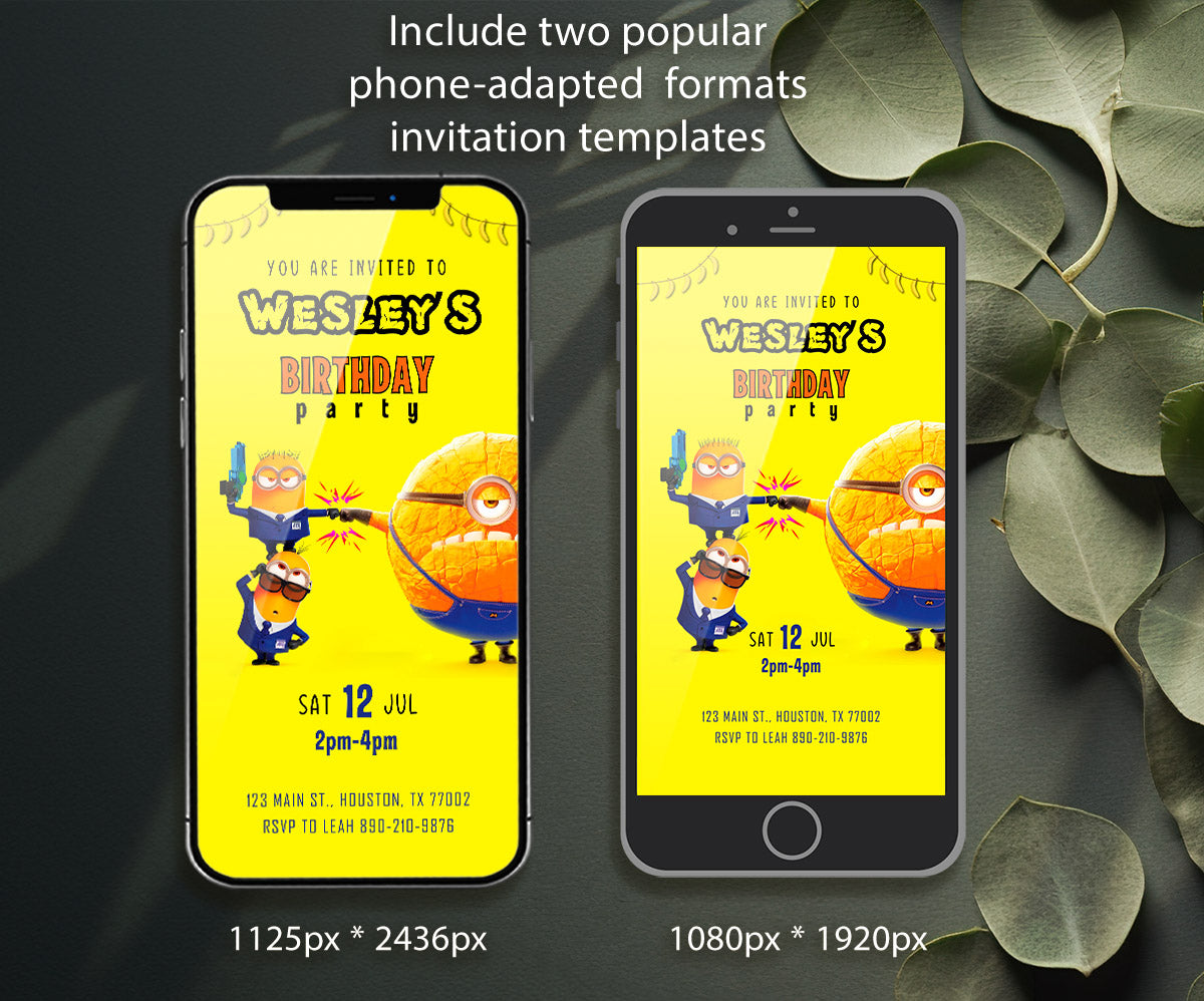 Despicable Me Minions customizable invitation template | Share or Print | JE460