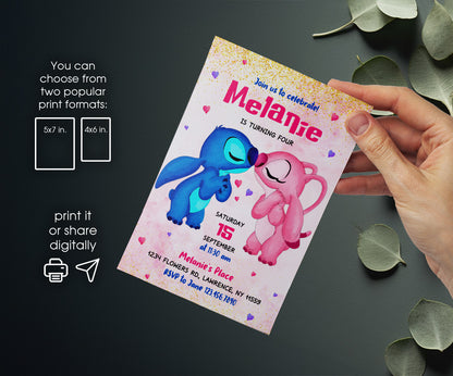 Lilo & Stitch Angel customizable invitation template | Share or Print | girl | NV853