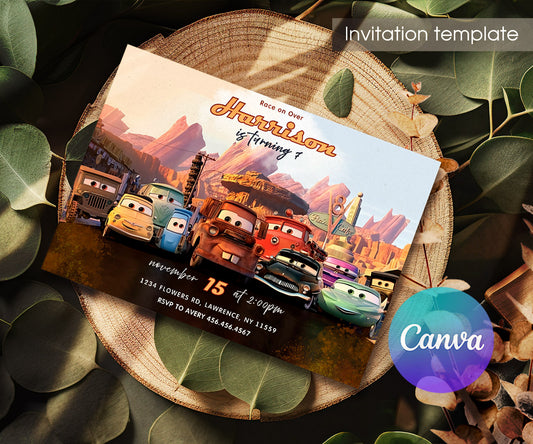Cars Lightning McQueen customizable invitation template | Share or Print | boy | GN343