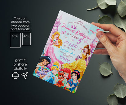 Disney Princess customizable invitation template | Share or Print | girl | GN801