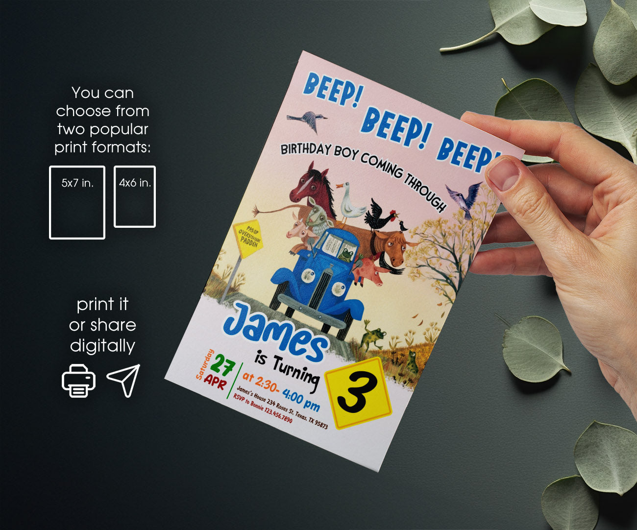 Little Blue Truck customizable invitation template | Share or Print | LW092