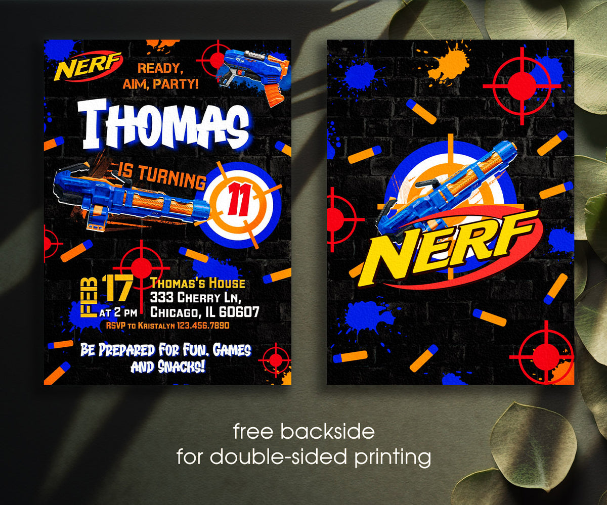 NERF Dart Wars customizable invitation template | Share or Print | boy | AL192