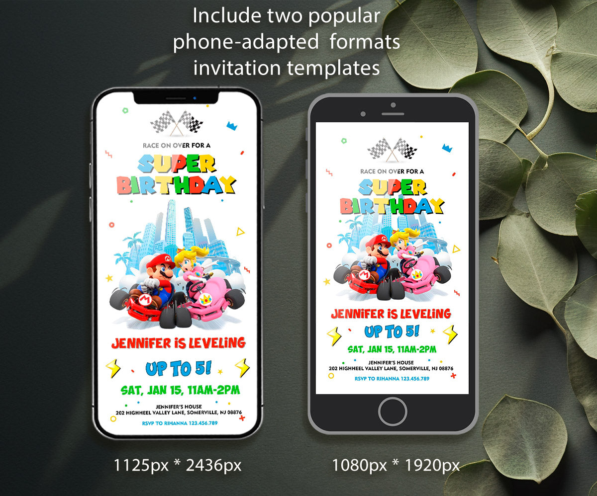 Mario Kart Gamer customizable invitation template | Share or Print | boy | GQ374
