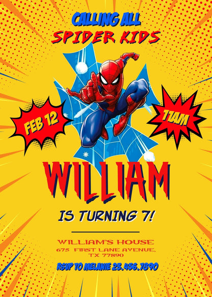 Spiderman Marvel Superhero customizable invitation template | Share or Print | boy | ZS235