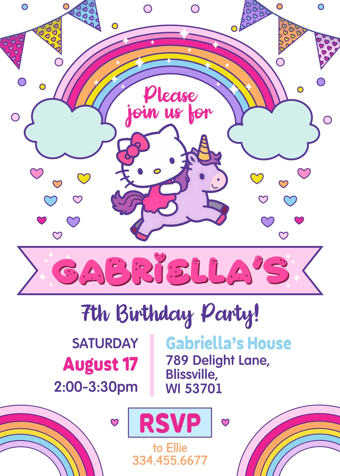 Hello Kitty Sanrio customizable invitation template | Share or Print | NB718
