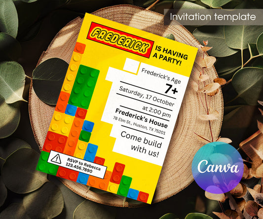 Lego customizable invitation template | Share or Print | AZ879