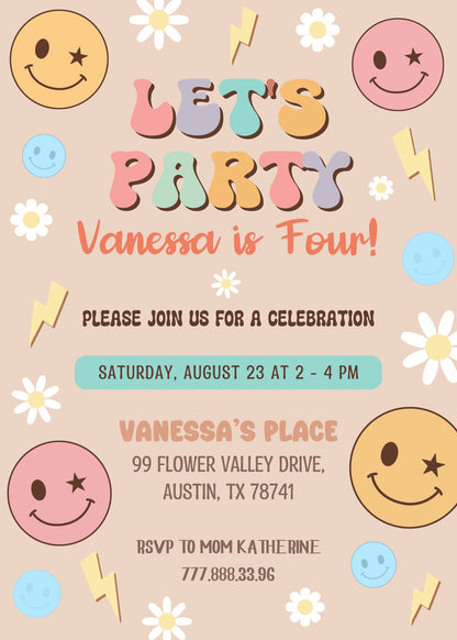 Smiley Face customizable invitation template | Share or Print | KK511